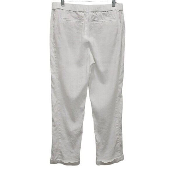 J. Jill Linen Stretch Pants Size Medium Petite White Casual Beachy Minimalist - Picture 6 of 9